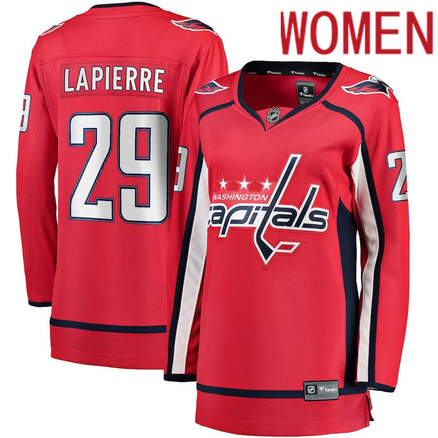 Women Washington Capitals #29 Hendrix Lapierre Fanatics Branded Red Home Breakaway Player NHL Jersey->women nhl jersey->Women Jersey